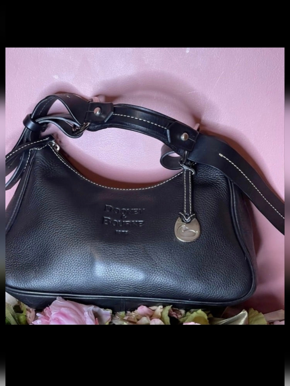 Dooney & Bourke Black Pebbled Leather Shoulder Bag